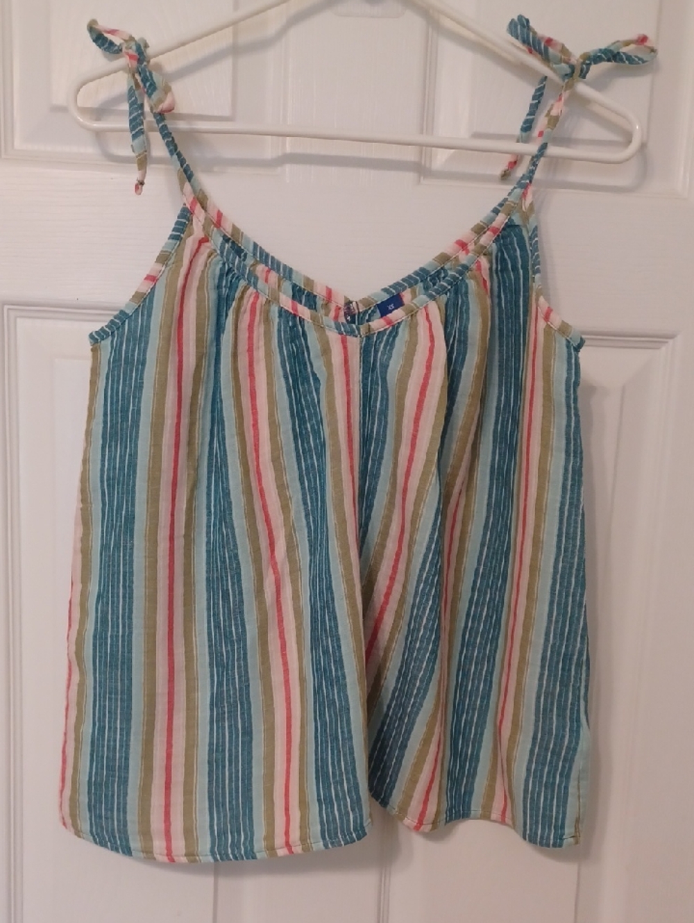 Old Navy Sz XS (Fits Medium),Striped Tie-Shoulder Tank Top in Teal, Pink, Cream
